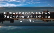 真的有人因为这个熬夜，蘑菇影视在线观看相关搜索让不少人破防，到底发生了什么