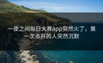 一夜之间每日大赛app突然火了，第一次点开的人突然沉默