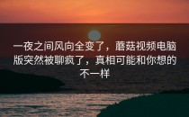 一夜之间风向全变了，蘑菇视频电脑版突然被聊疯了，真相可能和你想的不一样