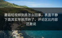 蘑菇短视频到底怎么回事，表面平静下面其实早就炸开了，评论区比内容还敢说