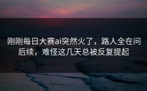 刚刚<strong>每日大赛ai</strong>突然火了，路人全在问后续，难怪这几天总被反复提起