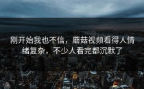 刚开始我也不信，蘑菇视频看得人情绪复杂，不少人看完都沉默了