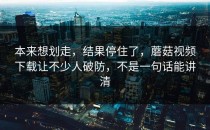 本来想划走，结果停住了，蘑菇视频下载让不少人破防，不是一句话能讲清