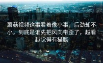 蘑菇视频这事看着像小事，后劲却不小，到底是谁先把风向带歪了，越看越觉得有猫腻