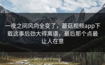 一夜之间风向全变了，蘑菇视频app下载这事后劲大得离谱，最后那个点最让人在意