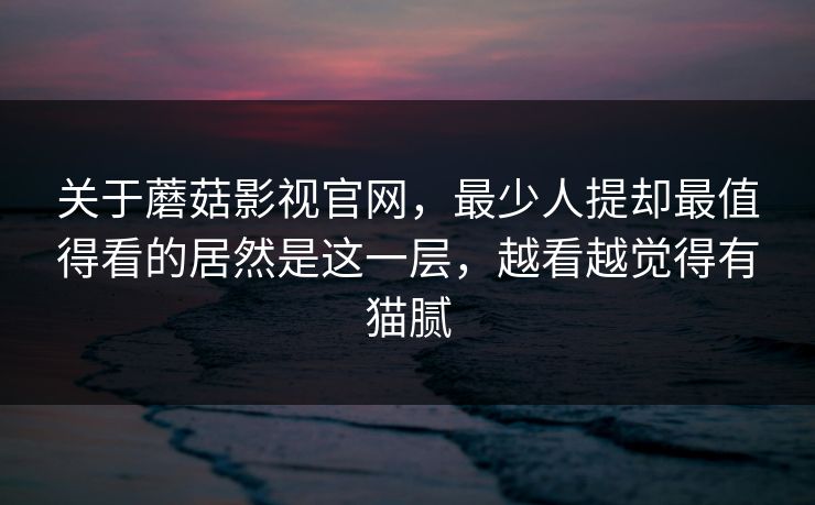 关于蘑菇影视官网，最少人提却最值得看的居然是这一层，越看越觉得有猫腻