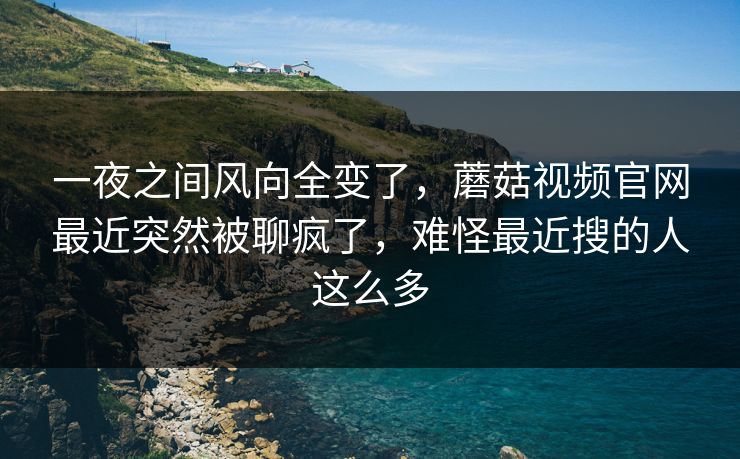 一夜之间风向全变了，蘑菇视频官网最近突然被聊疯了，难怪最近搜的人这么多
