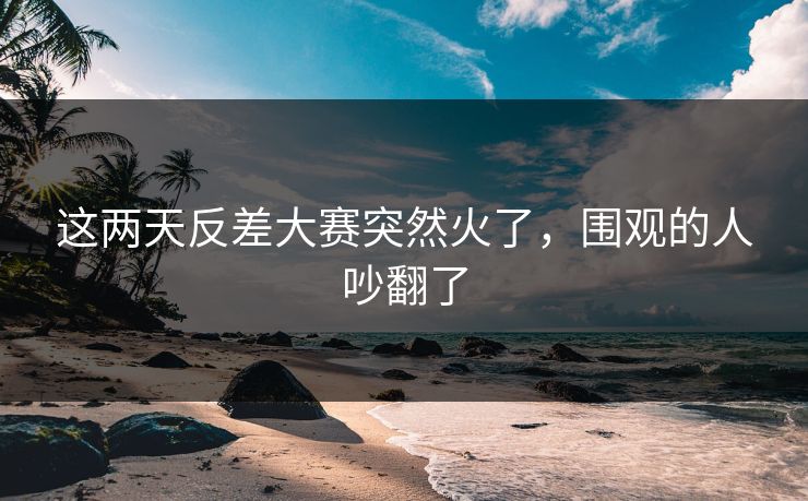 这两天反差大赛突然火了，围观的人吵翻了